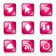 Web Internet Social Square Vector Pink Icon Design Set N5