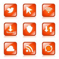 Web Internet Social Square Vector Orange Icon Design Set N4