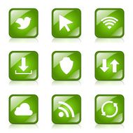Web Internet Social Square Vector Green Icon Design Set N7