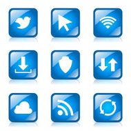 Web Internet Social Square Vector Blue Icon Design Set N6