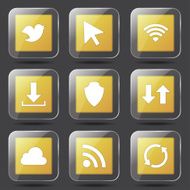 Web Internet Social Square Vector Yellow Icon Design Set N7