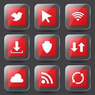 Web Internet Social Square Vector Red Icon Design Set N7