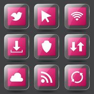 Web Internet Social Square Vector Pink Icon Design Set N6