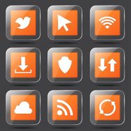 Web Internet Social Square Vector Orange Icon Design Set N5