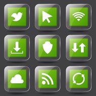 Web Internet Social Square Vector Green Icon Design Set N8