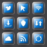 Web Internet Social Square Vector Blue Icon Design Set N7