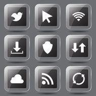 Web Internet Social Square Vector Black Button Icon Design Set N5