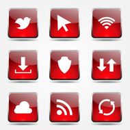Web Internet Social Square Vector Red Icon Design Set N8