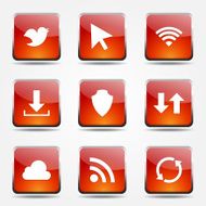 Web Internet Social Square Vector Orange Icon Design Set N6
