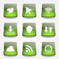Web Internet Social Square Vector Green Icon Design Set N9