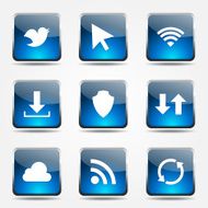 Web Internet Social Square Vector Blue Icon Design Set N8
