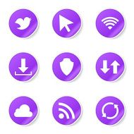 Web Internet Social Violet Vector Button Icon Design Set N6