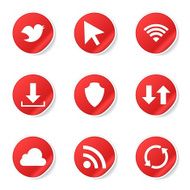 Web Internet Social Red Vector Button Icon Design Set N4
