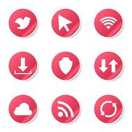 Web Internet Social Pink Vector Button Icon Design Set N6