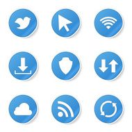 Web Internet Social Blue Vector Button Icon Design Set N4