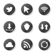 Web Internet Social Black Vector Button Icon Design Set N6