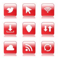 Web Internet Social Square Vector Red Icon Design Set N9
