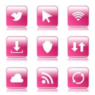 Web Internet Social Square Vector Pink Icon Design Set N7