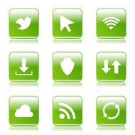 Web Internet Social Square Vector Green Icon Design Set N10