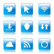 Web Internet Social Square Vector Blue Icon Design Set N9