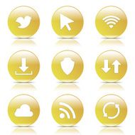 Web Internet Social Yellow Vector Button Icon Design Set N6