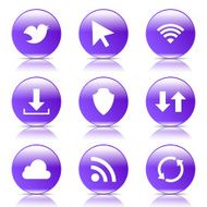 Web Internet Social Violet Vector Button Icon Design Set N7