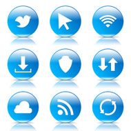 Web Internet Social Blue Vector Button Icon Design Set N5