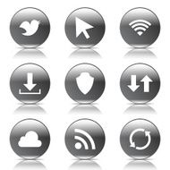 Web Internet Social Black Vector Button Icon Design Set N7