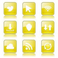 Web Internet Social Square Vector Yellow Icon Design Set N8