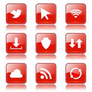 Web Internet Social Square Vector Red Icon Design Set N10