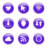 Web Internet Social Violet Vector Button Icon Design Set N8