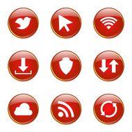 Web Internet Social Red Vector Button Icon Design Set N6