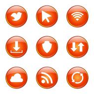 Web Internet Social Orange Vector Button Icon Design Set N6