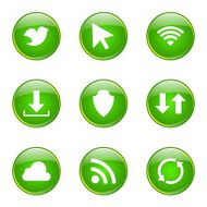 Web Internet Social Green Vector Button Icon Design Set N7