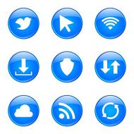 Web Internet Social Blue Vector Button Icon Design Set N6