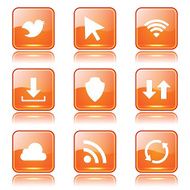 Web Internet Social Square Vector Orange Icon Design Set N7