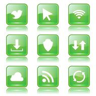 Web Internet Social Square Vector Green Icon Design Set N11