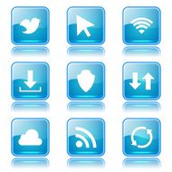 Web Internet Social Square Vector Blue Icon Design Set N10