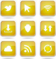 Web Internet Social Square Vector Yellow Icon Design Set N9