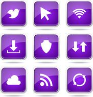 Web Internet Social Square Vector Violet Icon Design Set N4