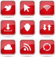 Web Internet Social Square Vector Red Icon Design Set N11