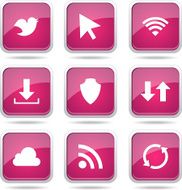 Web Internet Social Square Vector Pink Icon Design Set N9