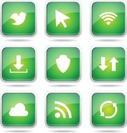 Web Internet Social Square Vector Green Icon Design Set N12