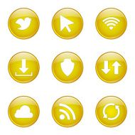 Web Internet Social Yellow Vector Button Icon Design Set N7