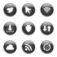 Web Internet Social Black Vector Button Icon Design Set N8