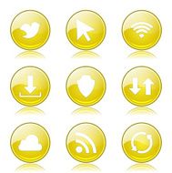 Web Internet Social Yellow Vector Button Icon Design Set N8