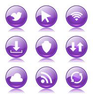 Web Internet Social Violet Vector Button Icon Design Set N9