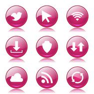 Web Internet Social Pink Vector Button Icon Design Set N9