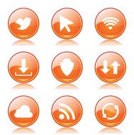 Web Internet Social Orange Vector Button Icon Design Set N7