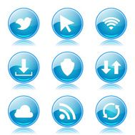 Web Internet Social Blue Vector Button Icon Design Set N7